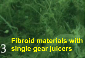 Fibroid materials with single gear juicers